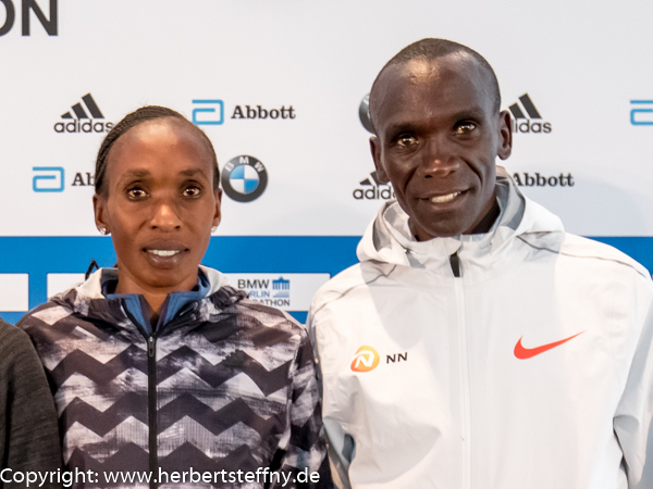 Gladys Cherono und Eliud Kipchoge in Berlin