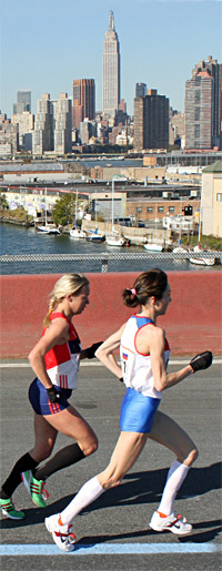 New York Marathon Pulaski Bridge und Empire State Building